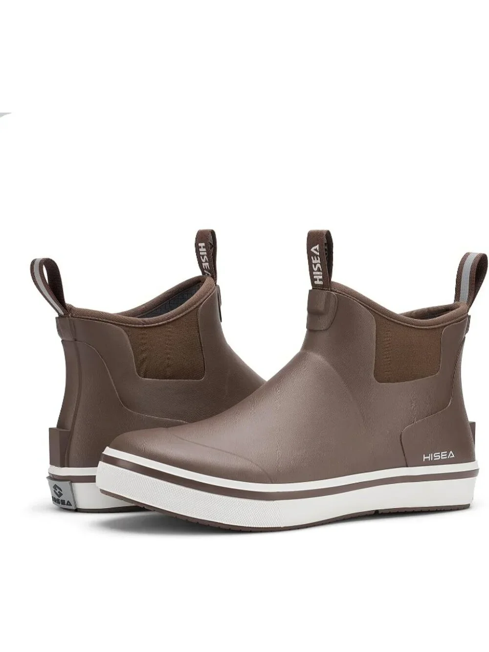 Men's Brown Ankle Deck Waterproof Rubber Neoprene Fishing Non-Slip Rain Boot